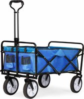Multistore Bolderkar opvouwbaar 100L en 80kg draagkracht - strandkar - bolderwagen - 360º voorwielen - blauw