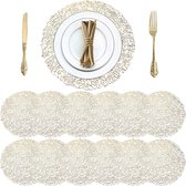 12 stuks 38 cm vinyl ronde geperste placemats antislip wasbare gouden bruiloft placemats voor eettafel keuken decoratie
