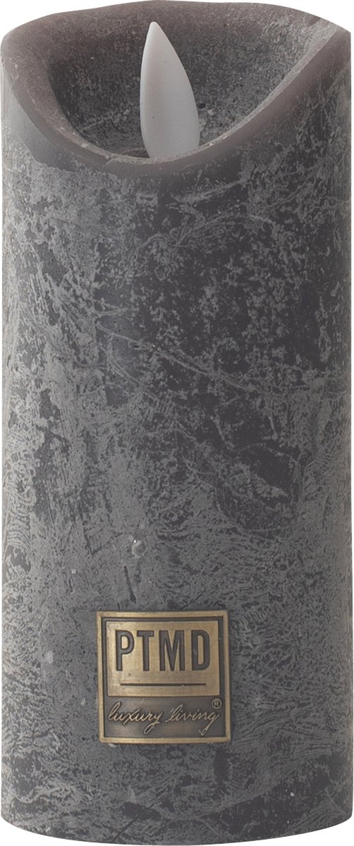 PTMD LED kaars rustiek antraciet met timer schakelaar (6 uur) | LED Light Candle rustic swish grey moveable flame