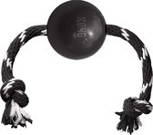 Kong extreme ball avec corde noir / blanc 7,5x7,5x7,5 cm