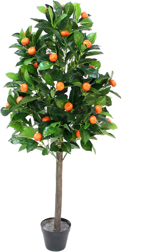 NATURN LIVING Kunstplant Dwergsinaasappel - ø 65 x 125 cm - Kunststof Citrus Mitis - Decoratieve Nep Boom - Calamondin - Kunst Plant - Exotische Nepplant - Onderhoudsvrije Citrusplant - Oranje