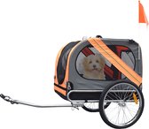 Duvo+ Remorque de vélo Remorque pour animaux 80x56,5x63cm Gris Orange