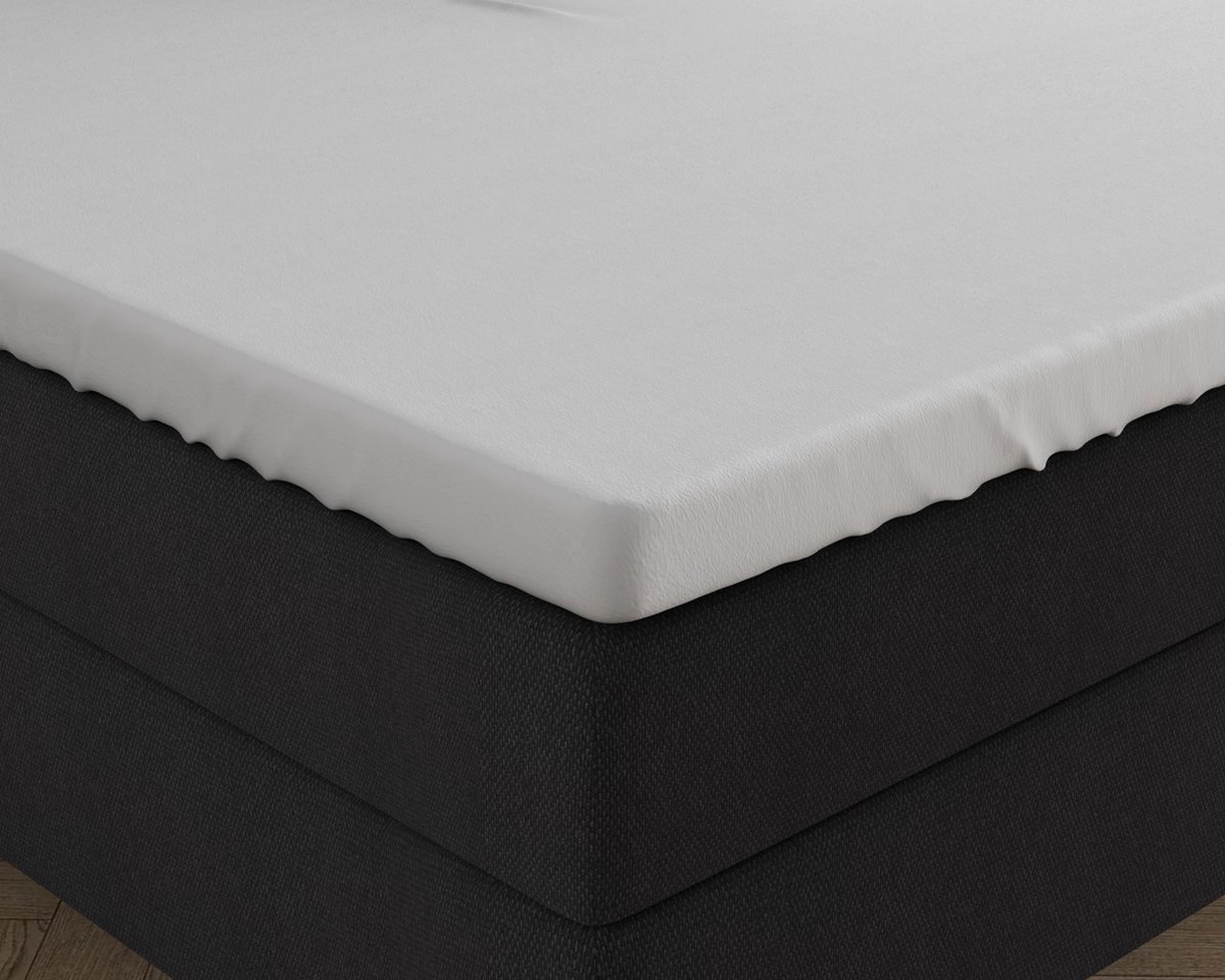 Luxe dubbel jersey geweven katoen topper hoeslaken wit - 190x200/210/220 (lits-jumeaux) - zware kwaliteit - superzacht - perfecte pasvorm - voor optimaal slaapcomfort