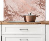 Spatscherm keuken 100x50 cm - Kookplaat achterwand Marmer - Roze - Luxe - Marmerlook - Glitter - Design - Muurbeschermer - Spatwand fornuis - Hoogwaardig aluminium