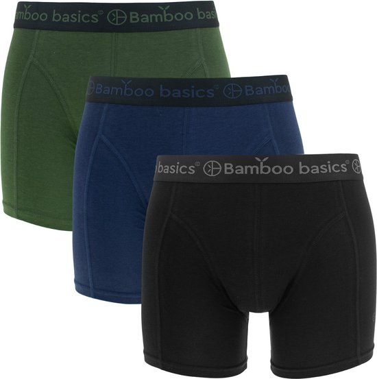 Bamboo Basics Heren Bamboe Boxershorts Rico (3-pack) - Navy, Army & Zwart - Ondergoed Heren - Boxershort Heren Lange pijp - Maat L