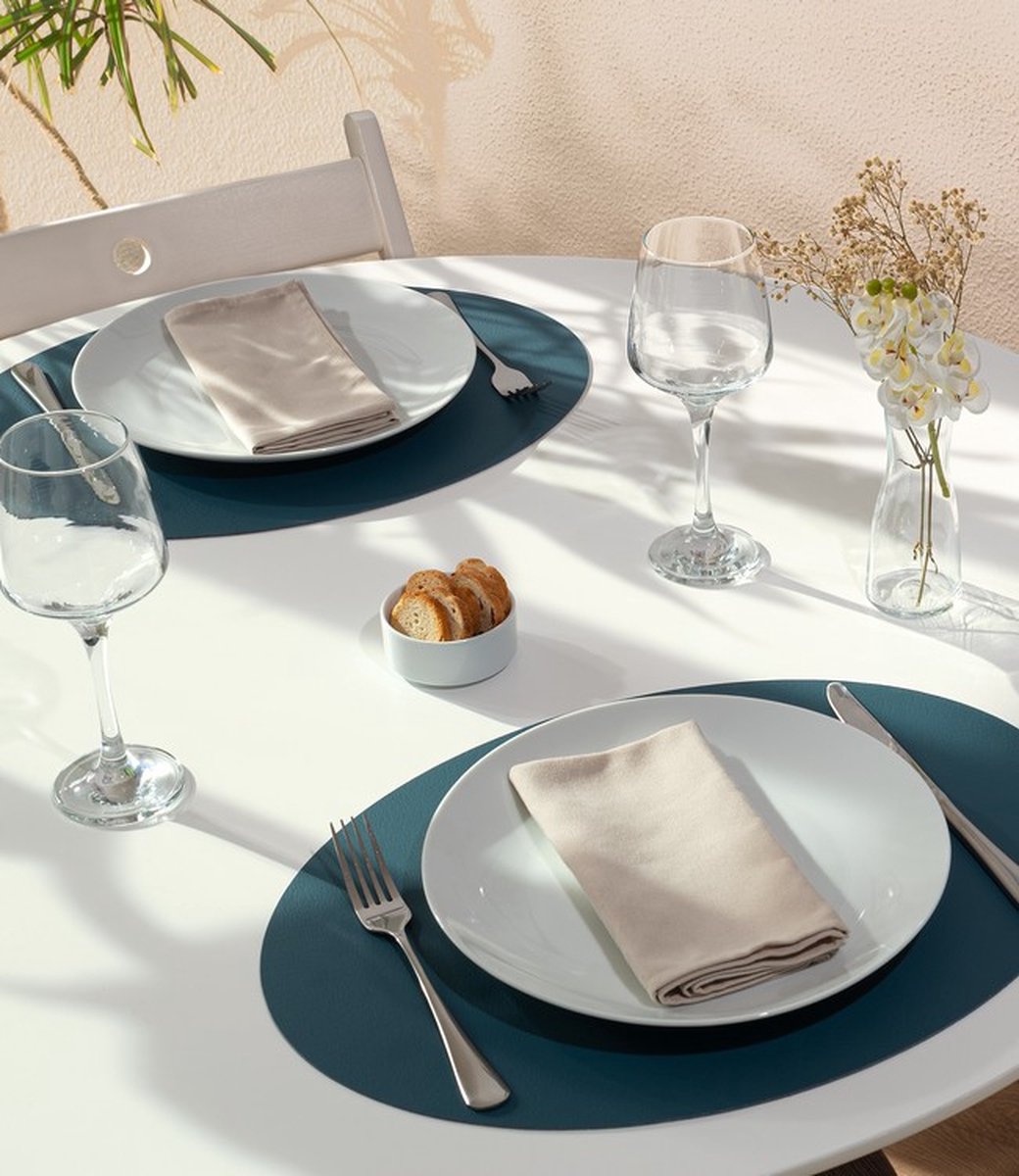 Placemat Set Ovaal - Gerecycled Leer - 28,5 x 43,5 cm - 4 Stuks - Grape