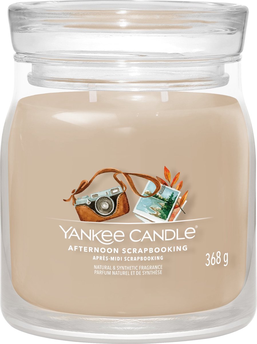 Yankee Candle Afternoon Scrapbooking Medium Geurkaars - 50 branduren - 2 lonten Bruin