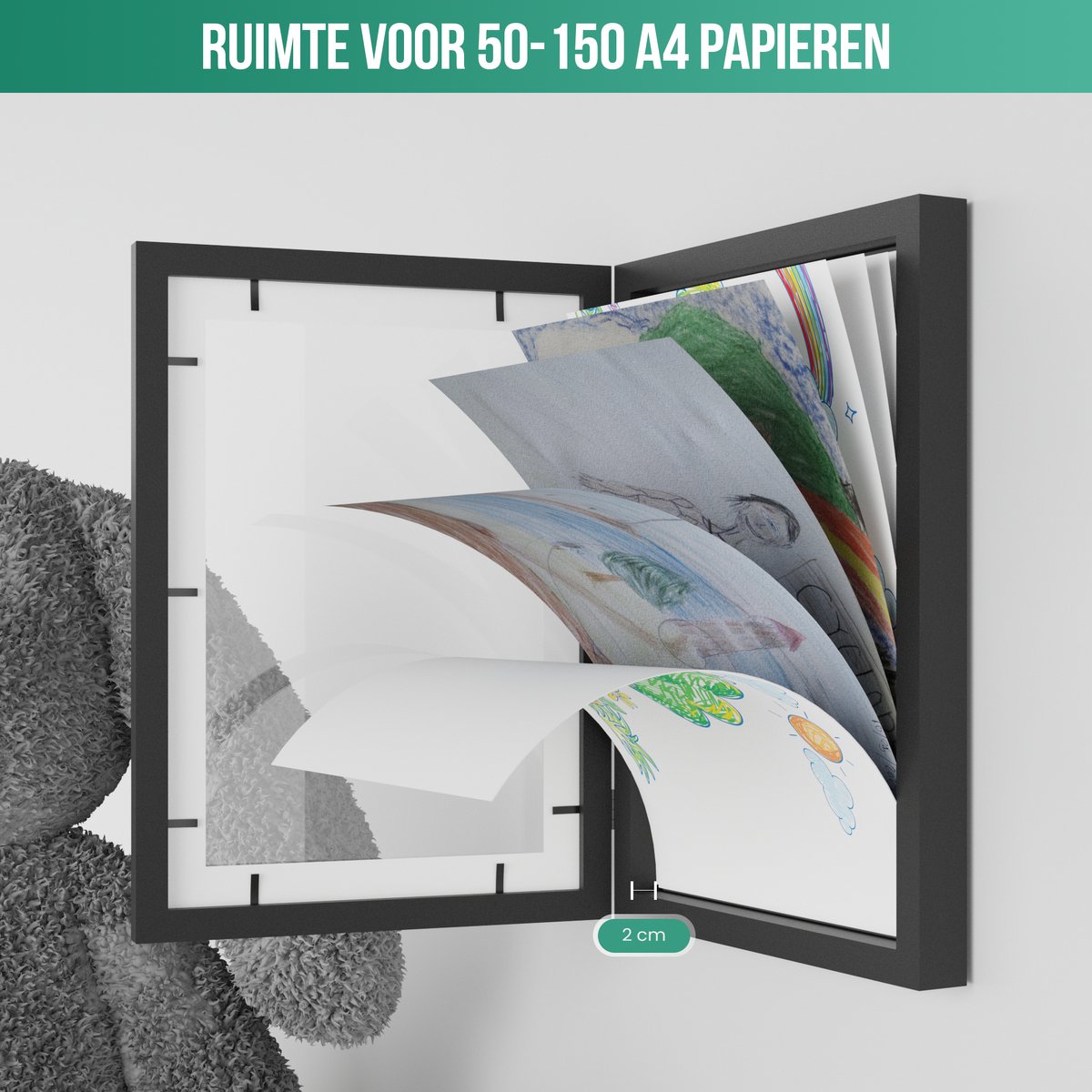 Avalo Kindertekeningen Lijstje - Wissellijst A4 - Fotolijst Voor Tekeningen - Openklapbare Wissellijst A4 - Kindertekeningen Inlijsten — cadeau in Wonen & Interieur - foto 6