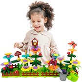 Bloementuin bouwset -Bloemen Bouwblokken Speelgoed 3 tot 6 jaar - Buiten speelgoed voor peuters 124 stukken