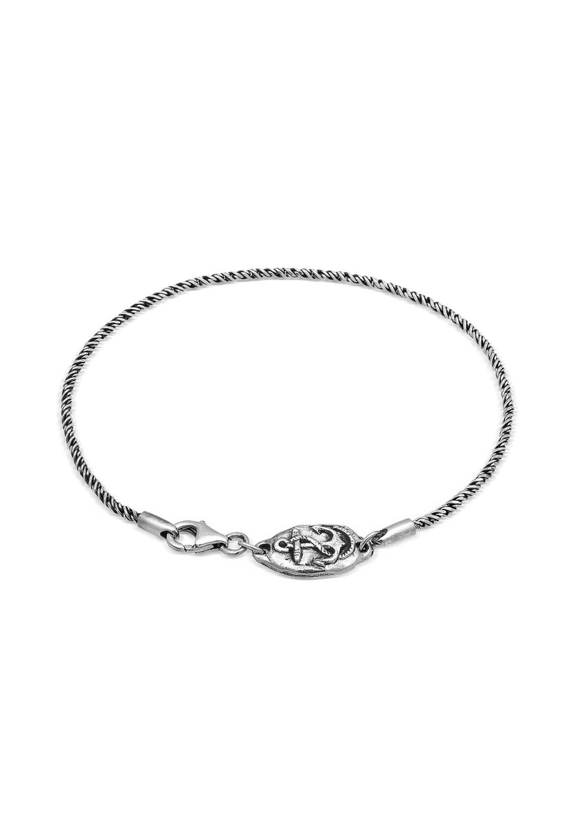 Haze & Glory - Armband - HG HAZE & GLORY - Armband heren in 925 Sterling Zilver, sieraden mannen, zilveren armband met geoxideerde Hanger, koord ketting, anker, Hope, 19-23 cm - Heren
