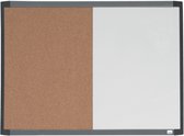 Nobo Combinatiebord Met Gewelfde Lijst - Prikbord En Whiteboard in 1 - 58,5 x 43cm - Inclusief Whiteboard Accessoires - Wit/Natuurbruin