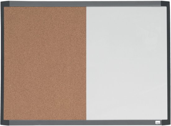Nobo Combinatiebord Met Gewelfde Lijst - Prikbord En Whiteboard in 1 - 58,5 x 43cm - Inclusief Whiteboard Accessoires - Wit/Natuurbruin