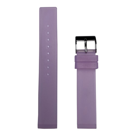Horlogeband - 18mm - Licht Paars - Transparante silicone band - Roestvrijstalen gesp