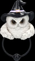 MadDeco - heurtoir de porte - hibou blanc avec chapeau de sorcier - magie - poystone - 21 cm de haut