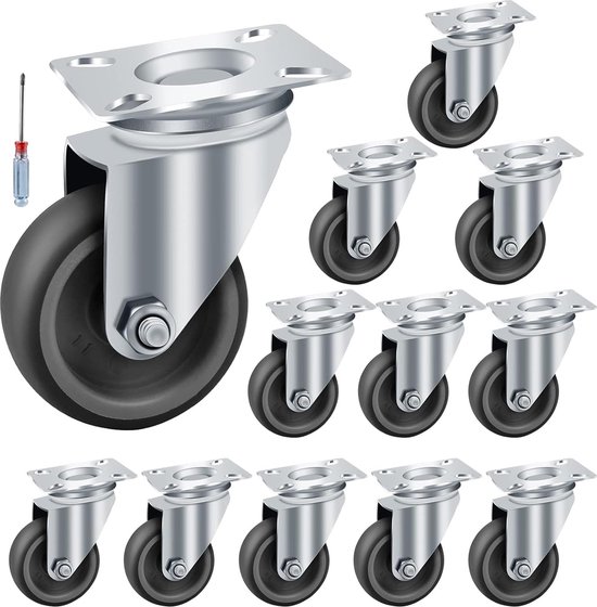 YAOBLUESEA Transportwielen, zwenkwielen, meubelwielen, zware belastingswielen, 12 stuks, 50 mm, 40 kg per rol