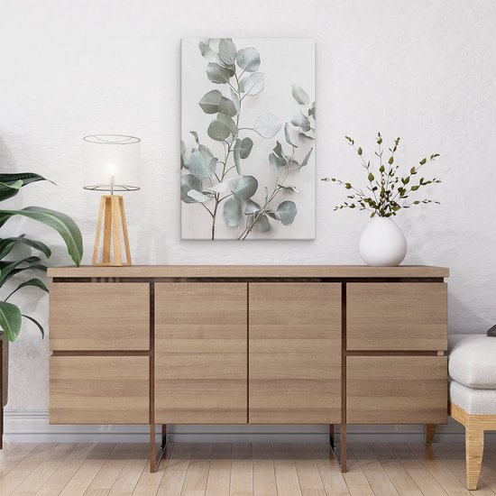 Artaza Canvas Schilderij Eucalyptusbladeren op een Witte Achtergrond - 40x60 - Wanddecoratie - Foto Op Canvas - Canvas Print