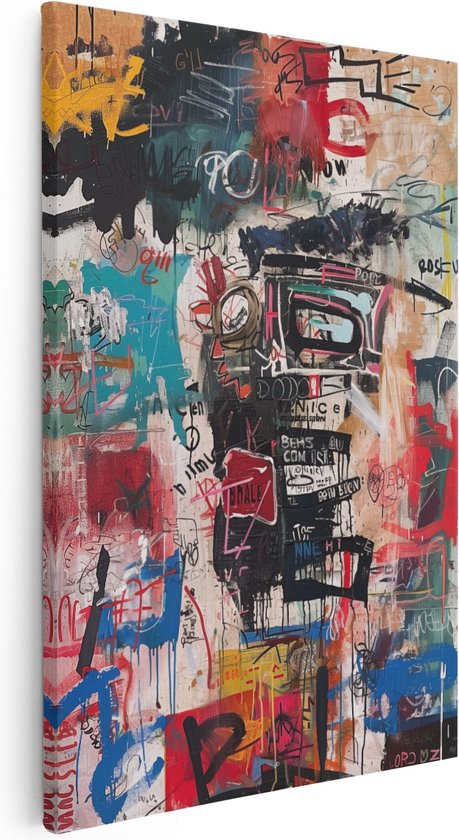 Artaza Peinture sur toile avec beaucoup de graffitis dessus – 80 x 120 – Groot – Photo sur toile – Impression sur toile