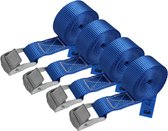 Sjorband spanband bevestigingsband met klemgesp - blauw, beschikbaar in verschillende lengtes en hoeveelheden - draagvermogen tot 250 kg DIN EN 12195-2, 4 stucks 2.5 cm x 2.5 m