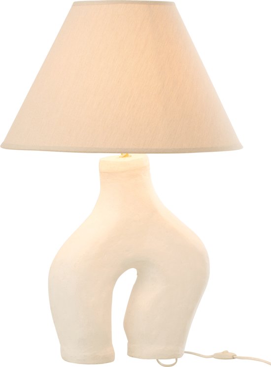 J-Line lamp + kap Poten - papier mache - wit