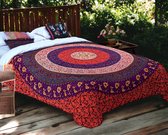 Couvre-lit 2 personnes - Mandala - couvre-lit été - coton - couvre-lit fin - Rouge/jaune/violet/bleu/vert