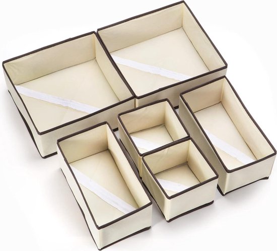 Boîtes de rangement pliantes en tissu 6 pièces, système de rangement à tiroirs pour organisateur de garde-robe pour vêtements, armoire blanche