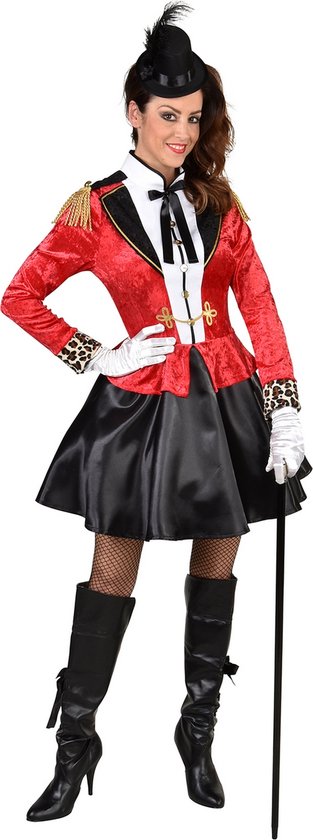 Magic By Freddy's - Circus Kostuum - Violetta De Uitdagende Circus Directrice - Vrouw - Rood, Zwart - Small - Carnavalskleding - Verkleedkleding