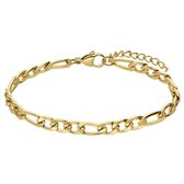 Lucardi Dames Stalen goldplated armband figaro 5mm - Armband - Staal - Goud - 19 cm