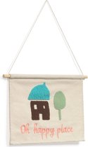 Kave Home - Wandkleed Leshy 100% katoen 'oh happy place' multicolour 35 x 25 cm