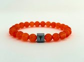 Men of Mercury - Carnelian armband heren - 19cm omtrek - Edelstenen - Kralen - Mannen