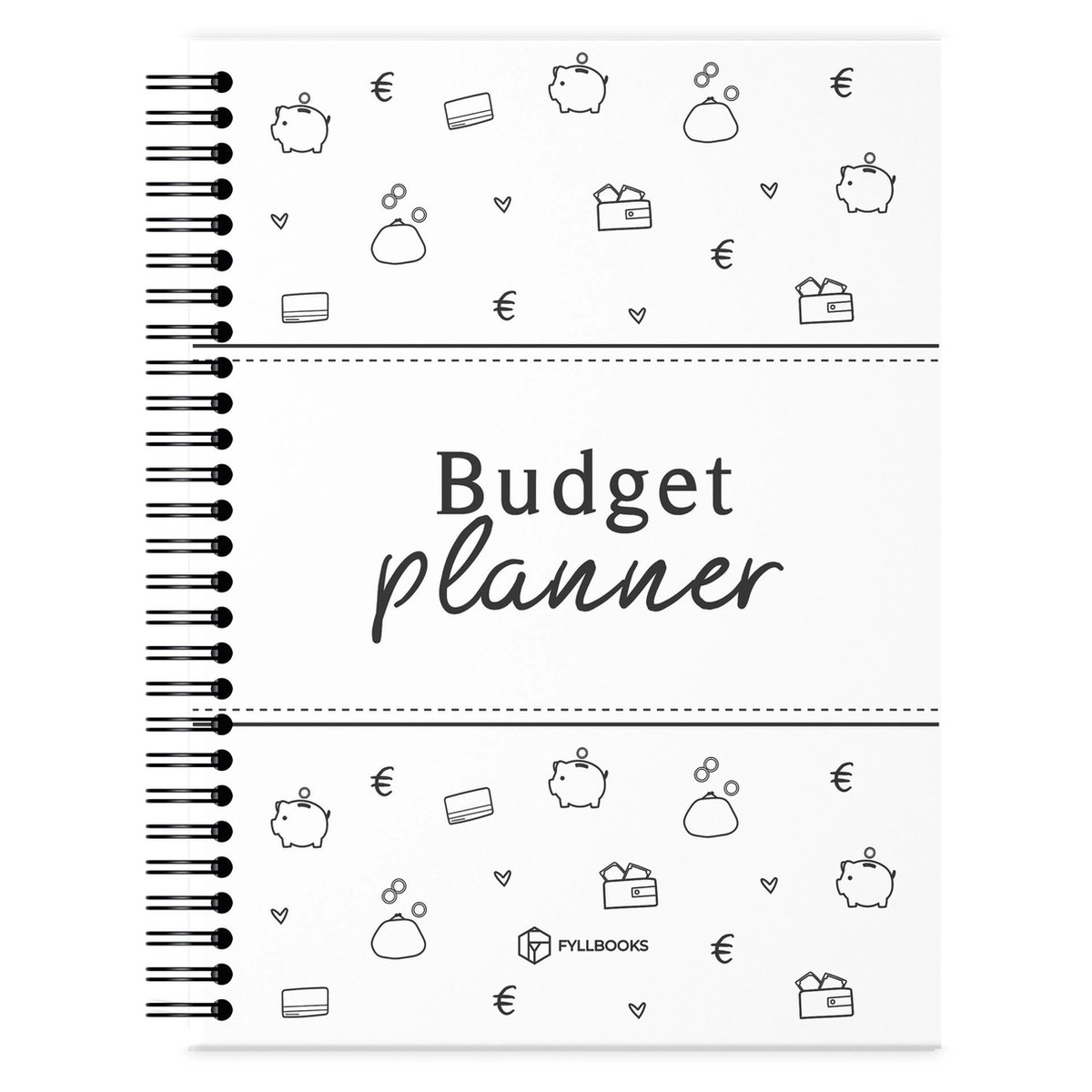 Fyllbooks - Budget Planner Invulboek - Kasboek - Uitgavenboekje - Inkomsten - Uitgaven - 12 Maandoverzichten