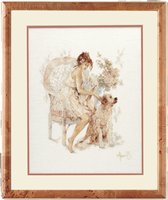 kit de broderie 33826 willem haenraets, fille dans une chaise avec chien