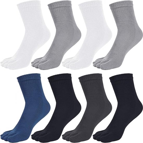 Teensokken - teen sokken - 8 paar - Yoga sokken - Gladde Teennaad - Geen vervelende naden - Runner teensokken - Teenslipper sokken - Heren maat 40/46