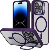 Cadorabo Hoesje geschikt voor Apple iPhone 14 PRO in Paars geschikt voor MagSafe en standfunctie inclusief cameralensbescherming TPU-siliconenrand