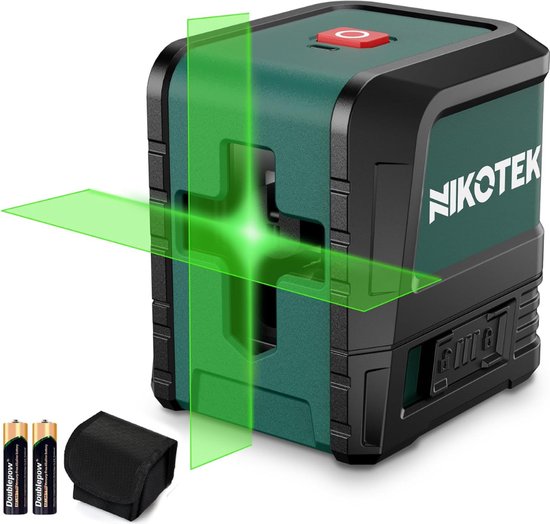 Foto: Nikotek kruislijnlaser bouwlaser 360 graden laser waterpas kruislijnlasers ip54 rotatielaser zwart groen