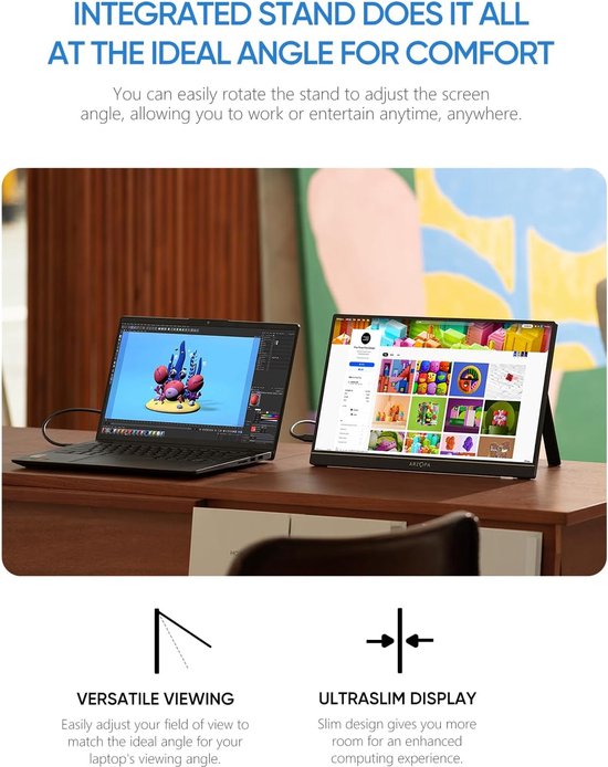 Arzopa G1 Game - Moniteur de Gaming portable - Béquille intégrée - 144 Hz - 16,1 pouces