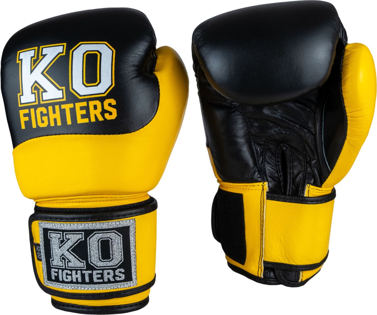 KO Fighters - (Kick) Bokshandschoenen - Leer - Geel - 10oz