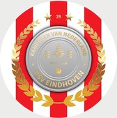 PSV Schilderij - Landskampioen - Voetbal - Kampioen - Muurcirkel - Poster - Wanddecoratie op Aluminium (Dibond) - 40x40cm - Inclusief Gratis Ophangsysteem