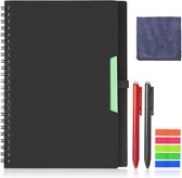 erbruikbaar notitieboek, A5-notitieblok met uitwisbare pen, duurzaam en milieuvriendelijk spiraalblok, met 2 pennen en microvezeldoek, voor scannen voor cloud opslag