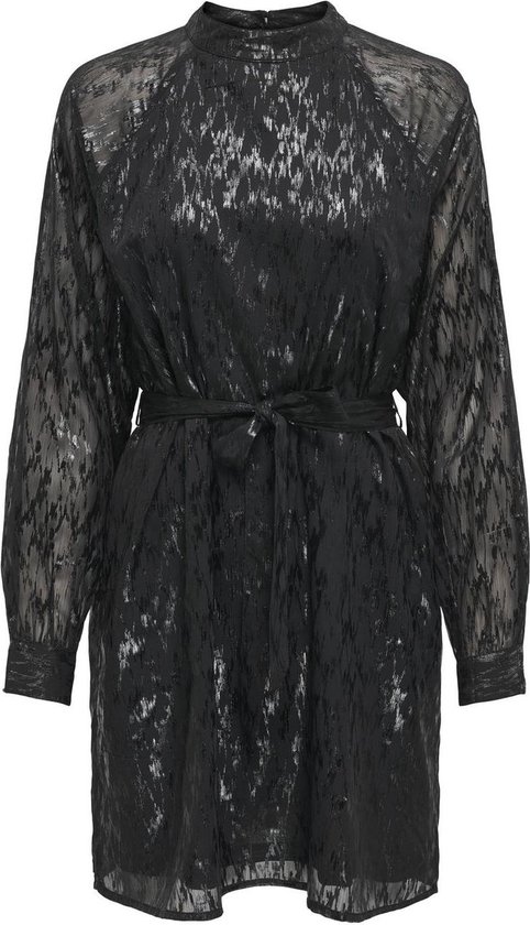 ONLY ONLMIRA L/S HIGHNECK DRESS PTM Dames Jurk - Black Mira Zig Zag Foil