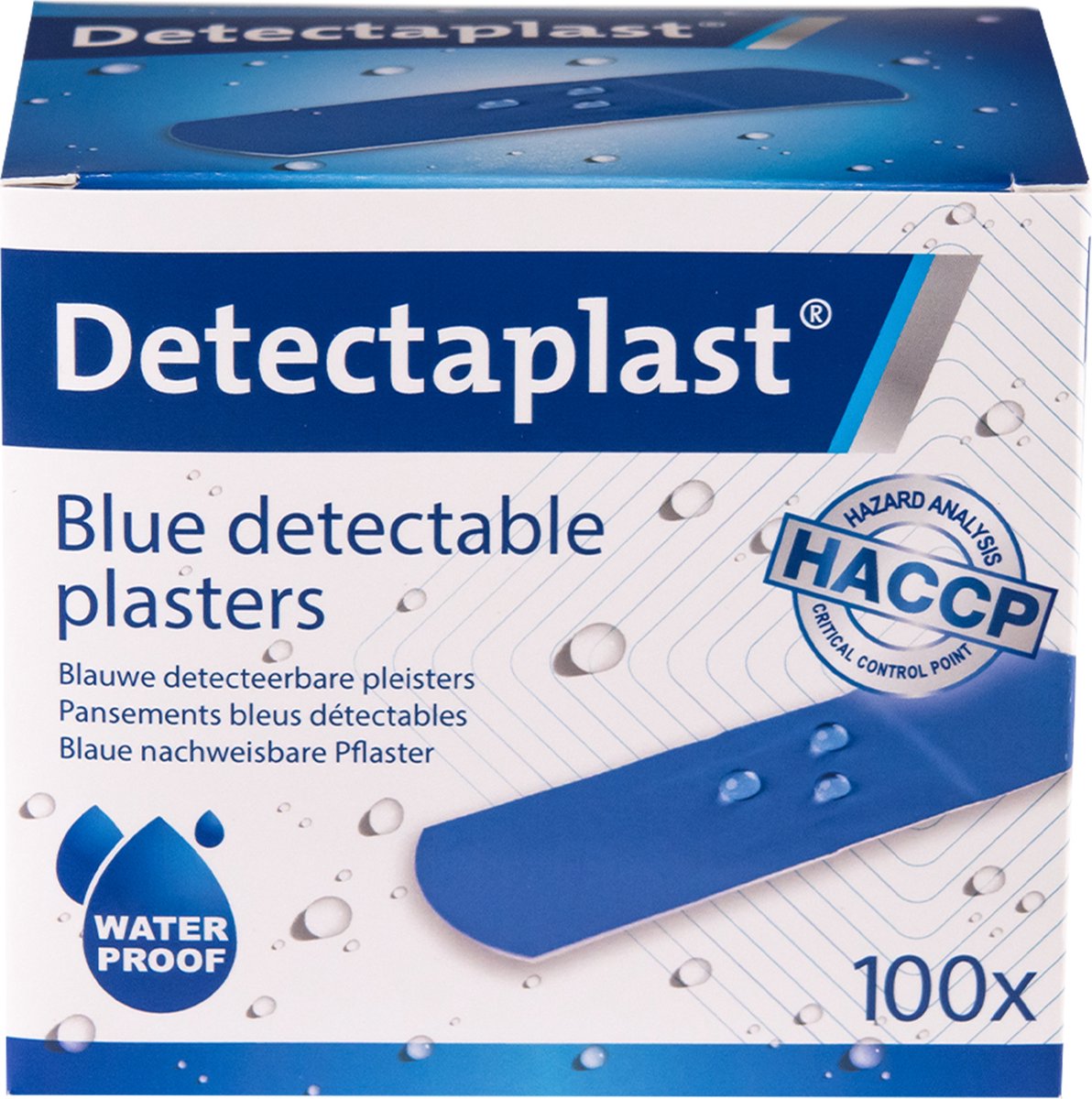 Goedkoopste Detectaplast blauwe wondpleisters waterproof - metaaldetecteerbare, waterdichte en vuilwerende pleisters sensitive, voor de voedingsindustrie, catering en grootkeuken, 25 x 72 mm, 100 stuks