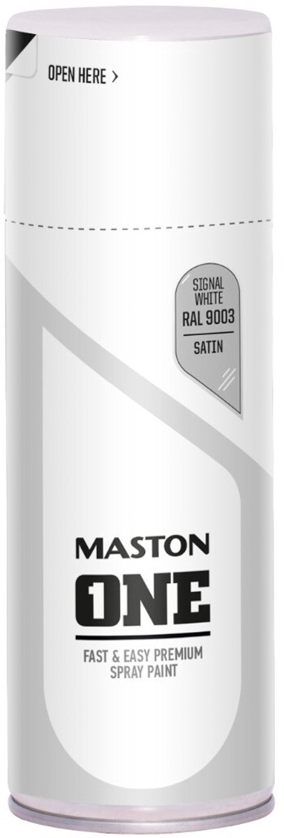 Maston ONE - Spuitverf - zijdeglans - Signaalwit (RAL 9003) - 400 ml - spuitbus verf