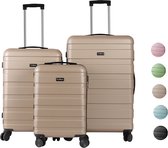 FLY&BYE Kofferset - 3 Delig - Complete Set - 35L Handbagage + 59L en 89L Ruimbagage - Cijferslot - Champagne