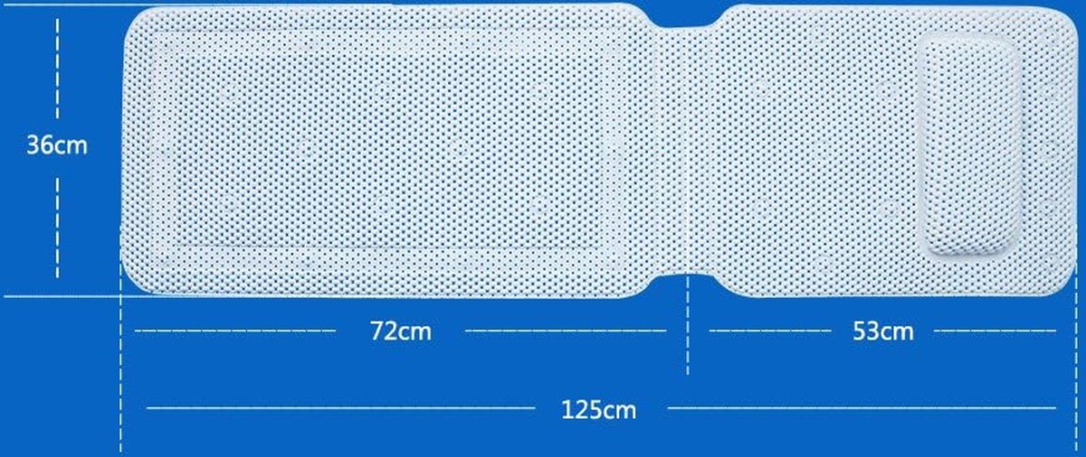 Goedkoopste Badmat met kussen wit zacht antislip antibacterieel geschuimd PVC (36,5 x 122 cm