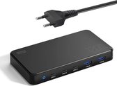 DrPhone PowerMax UltraCharge 120W – 120W Oplaadstation – 2x USB 3.0 Poorten - 3x USB Type-C – Multi Poort Oplader - Zwart