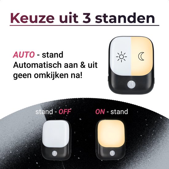 HAL 3000 Serie - Nachtlampje met Bewegingssensor - Nachtlampje Stopcontact Volwassenen en Kinderen - Zwart van Luxari — afbeelding 5