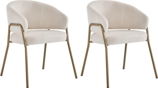 Chaise de salle à manger Witte - Chaise de salle à manger moderne en cuir d'agneau Spray Gold - en finition dorée - Chaise de salle à manger avec pieds dorés - 2 pièces