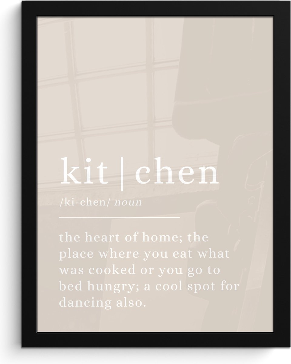 FrameYourWall Fotolijst inclusief poster - Posterlijst 30x40 cm - Posters - Quote - Kitchen - Definitie - Beige - Foto in lijst - Keuken decoratie muur - Wanddecoratie accessoires - Muurdecoratie - Schilderijen