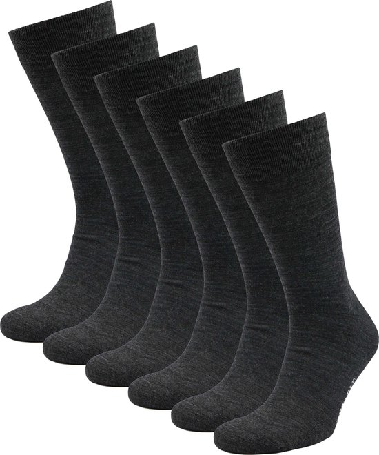 Suitable - Merino Sokken Antraciet 6-Pack - Heren - Maat 39-42 -