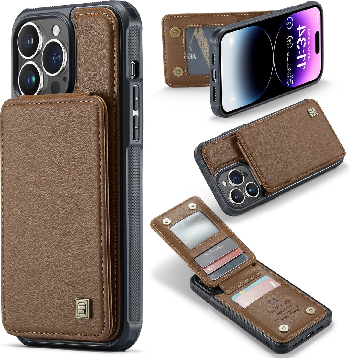 Portemonnee Backcover met RFID-bescherming voor iPhone 15 Pro Max _ Bruin