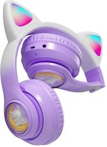 RyC Toys Kinder Hoofdtelefoon- paars |Draadloze Koptelefoon-Kids Headset-Over Ear-Bluetooth-Microfoon-Katten Oortjes-Led Verlichting